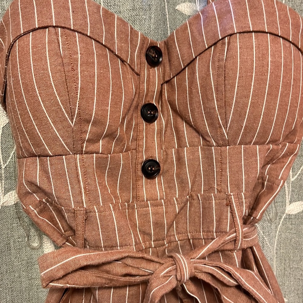 Blush pink and white striped romper